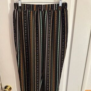 Striped Black flowy sheer Pants with Mint and Gold Accents and elastic cuffs